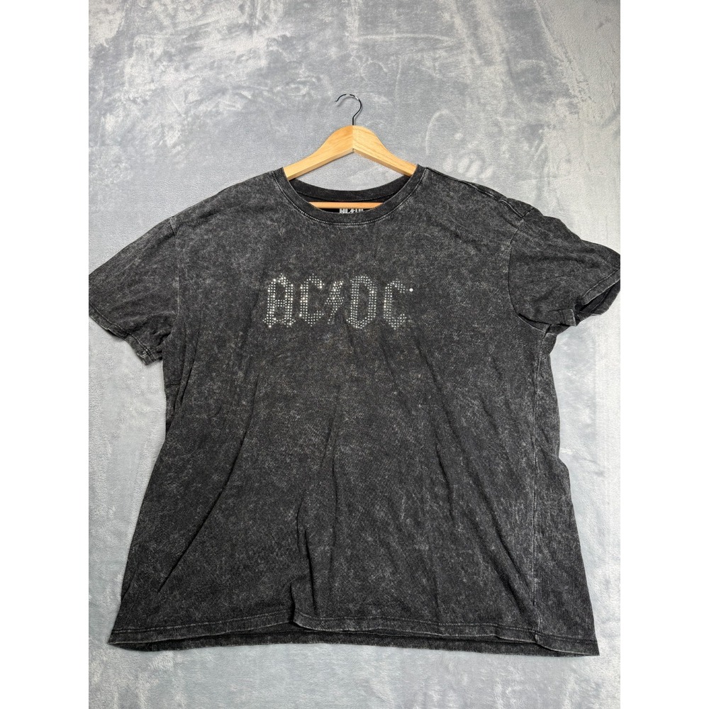 AC/DC Hybrid Apparel T Shirt Womens 2XL(20) Charcoal Gray Rhinestones Rock Band